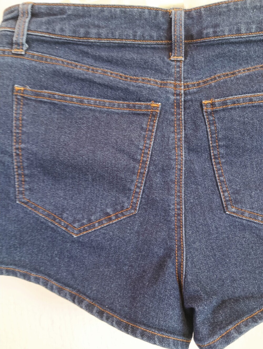 No Boundaries Dark Blue Denim Shorts Classic Mid rise 1inch Inseam Casual Booty - Picture 11 of 12